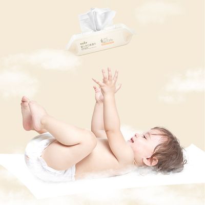 OEM Dokuma Olmayan Bebek Bakımı Pamuklu Islak Mendil Tek Kullanımlık Biyolojik Olarak Parçalanabilir 80pcs