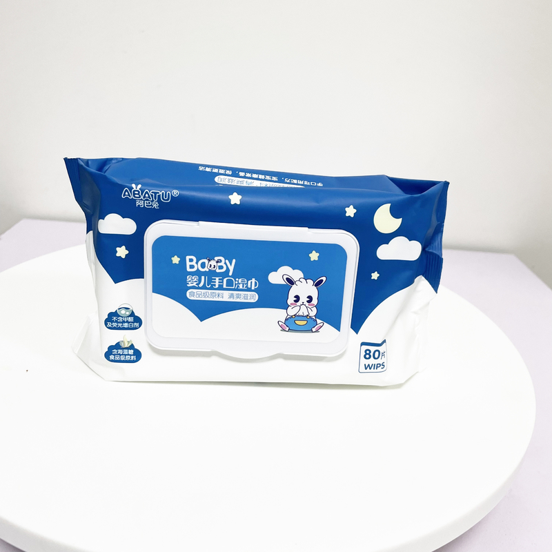 Çevre Dostu Kokusuz Islak Mendil Temizleme Islak Doku 80CT Bebekler İçin Kapak Çevirin