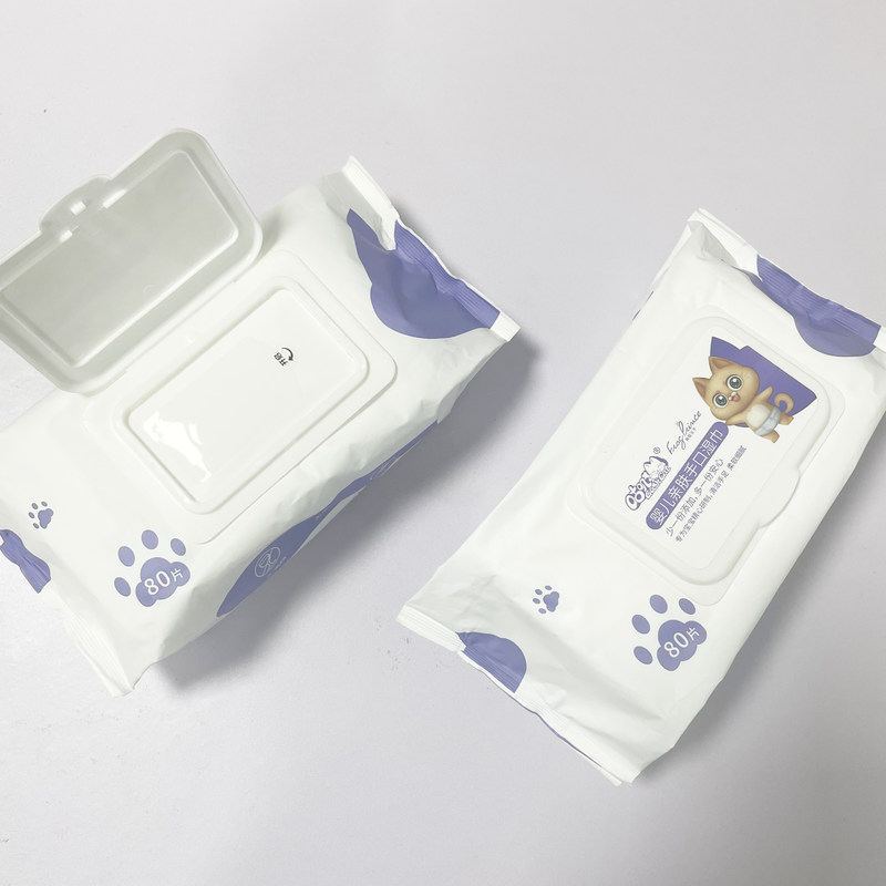 Bebek Bakımı İçin Saf Su Biyobozunur Sigara Dokuma Kumaş Kokusuz Islak Mendil 80 adet