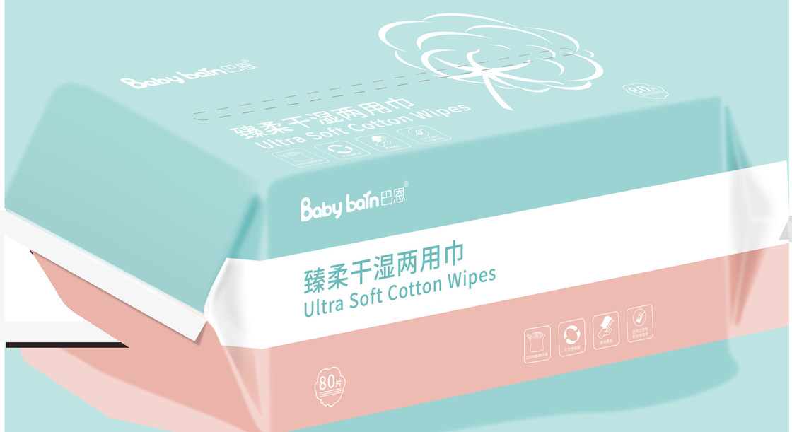 Biyobozunur Tek Kullanımlık Temiz Yüz Pamuk Kuru Bebek Temizleme için Islak ve Kuru Doku Mendil